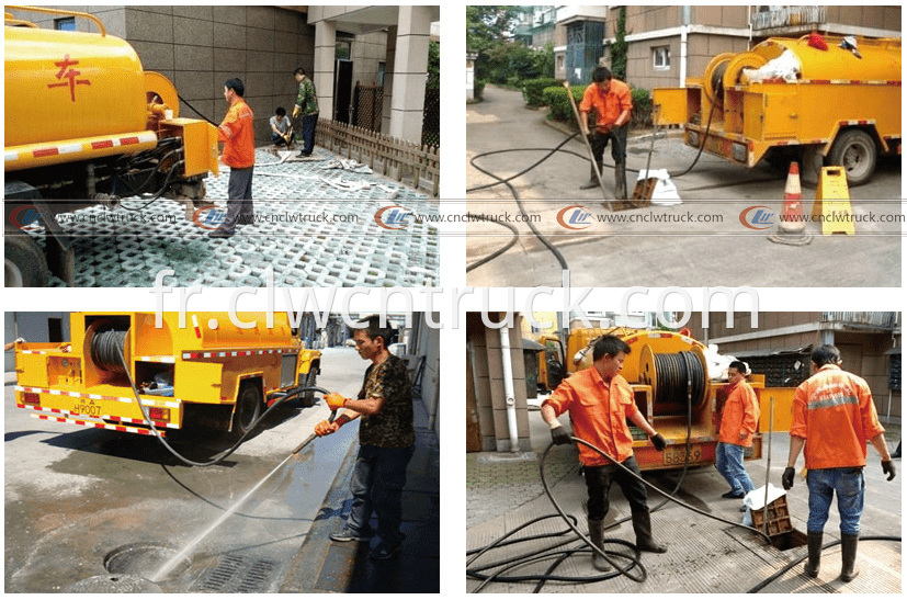 High pressure washing truck working situation-logo